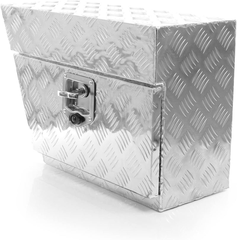 XPOtool Aluminium Unterflurbox Links 60x25x40cm Deichselbox bis 50 Liter Staubox mit 2 Schlüsseln