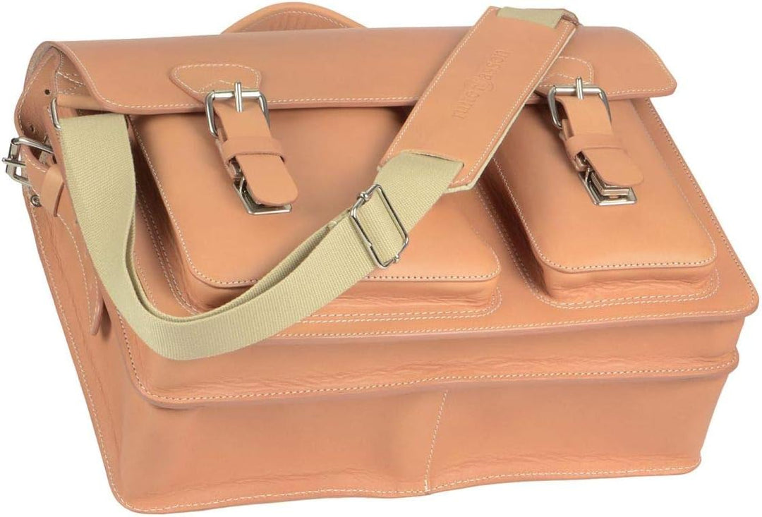 Ruitertassen Lehrertasche Leder Schultasche Aktentasche 2 Fächer Natur Tasche für Schule Uni Beruf D