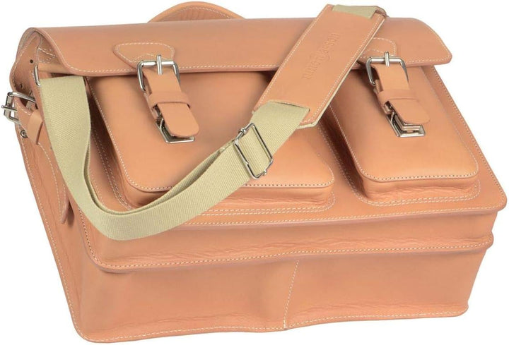 Ruitertassen Lehrertasche Leder Schultasche Aktentasche 2 Fächer Natur Tasche für Schule Uni Beruf D