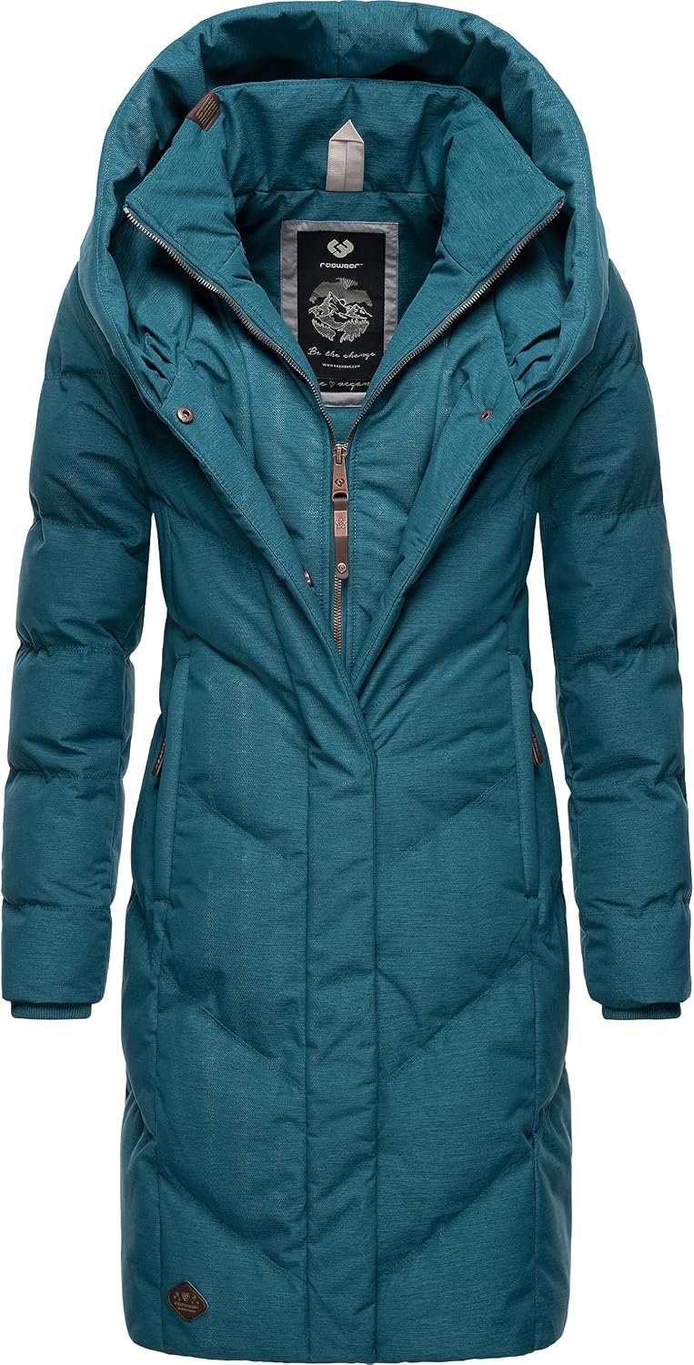 Ragwear Damen Warmer Wintermantel Steppmantel wasserdicht mit Kapuze Natalka Melange Intl XS-6XL S D