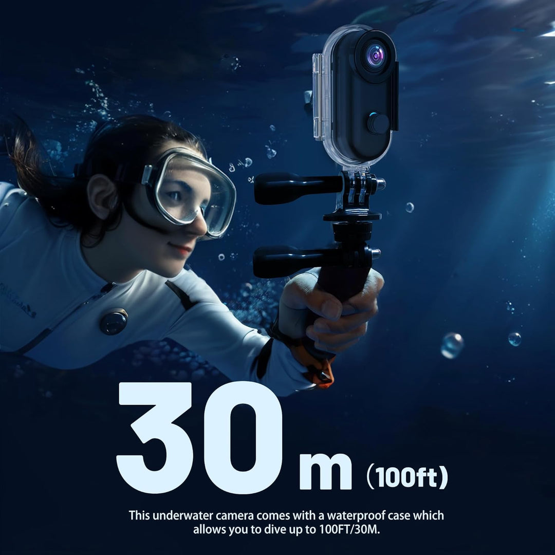 4K Mini Action Kamera mit 64 GB Karte, Wasserdicht, Daumengrosse Freisprech-Aufnahme-Körperkamera, T