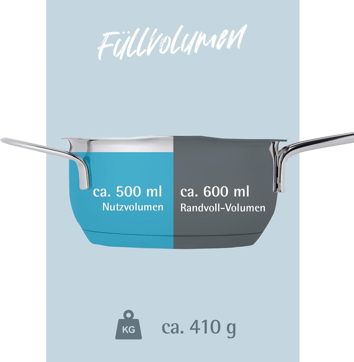 GRÄWE Kochtopf, 500 ml, Spülmaschinengeeignet, Topf für Induktion, klein, Minitopf, Schmelztopf, Ede