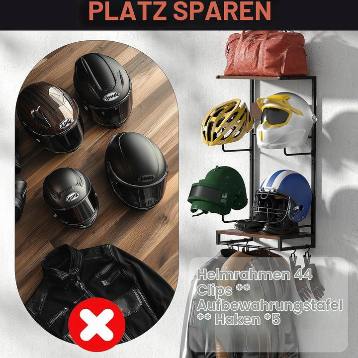 Helm Halterung-Motorradhelm Halterung Wand 4er Set, Motorradhalterung Plattenständer Display Organiz