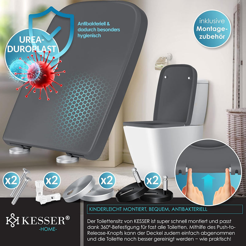 KESSER® WC Sitz mit Absenkautomatik Toilettendeckel Quick-Release-Funktion und Softclose - einfache