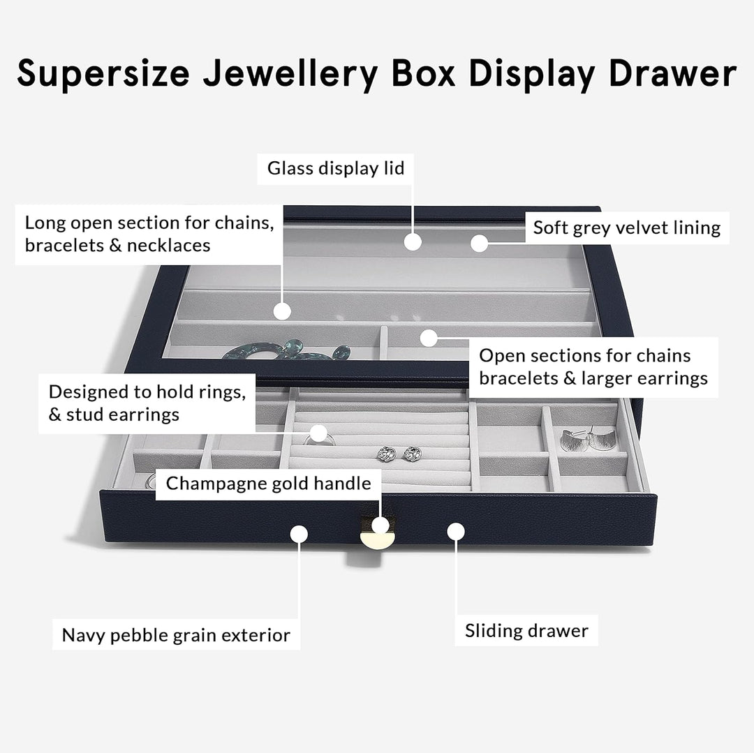 Stackers Navy Pebble Supersize Jewellery Box Display Drawer, Navy