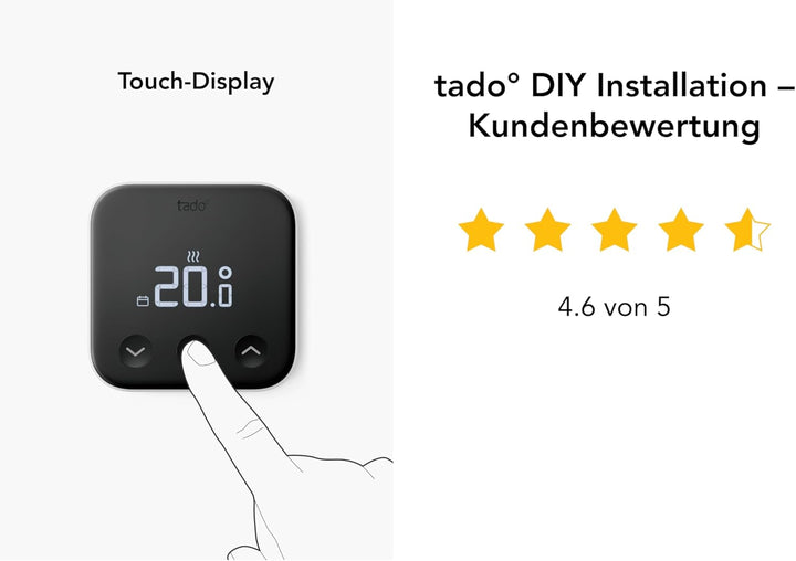 tado° Kabelloses Smartes Thermostat X – Starter Kit mit Raumthermostat, Bridge X und Standfuss, Steu