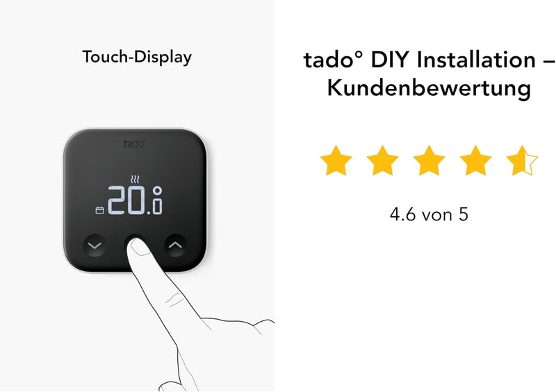 tado° Kabelloses Smartes Thermostat X – Starter Kit mit Raumthermostat, Bridge X und Standfuss, Steu