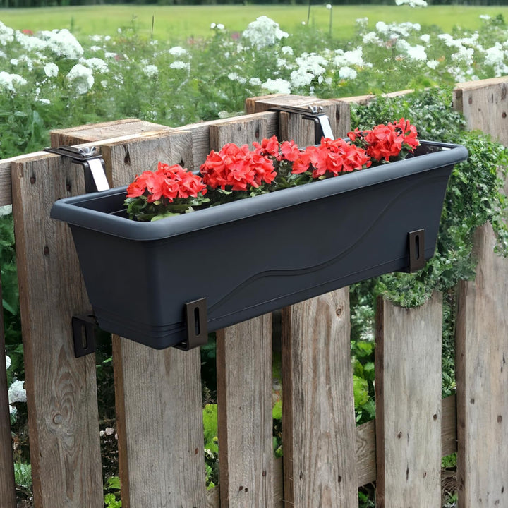 com-four® 4X Premium Blumenkastenhalter für Balkon-Brüstungen und Geländer - Flexible Befestigung au