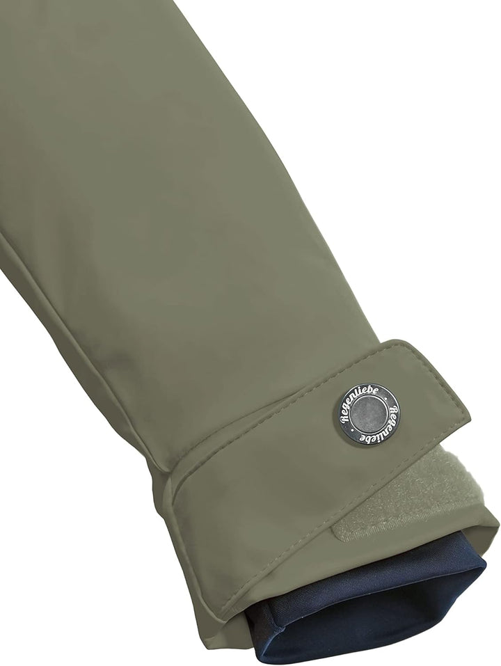 Regenliebe Damen Regenmantel wasserdicht Friesennerz mit Teddyfleece gefüttert 36 oliv, 36 oliv