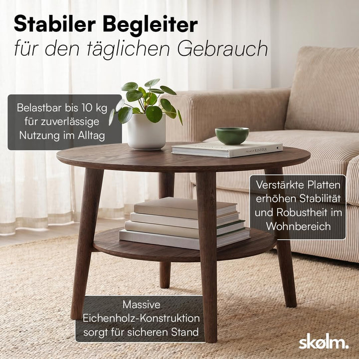 skølm Mjölnir Couchtisch rund – Wohnzimmertisch Holz – Hochwertiger Beistelltisch für Wohnzimmer – C