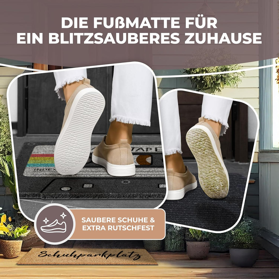 ElbFuchs Fussmatte Kokos 60x40cm Mixtape I Extra langlebige & rutschfeste Kokosmatte für Innen & Übe