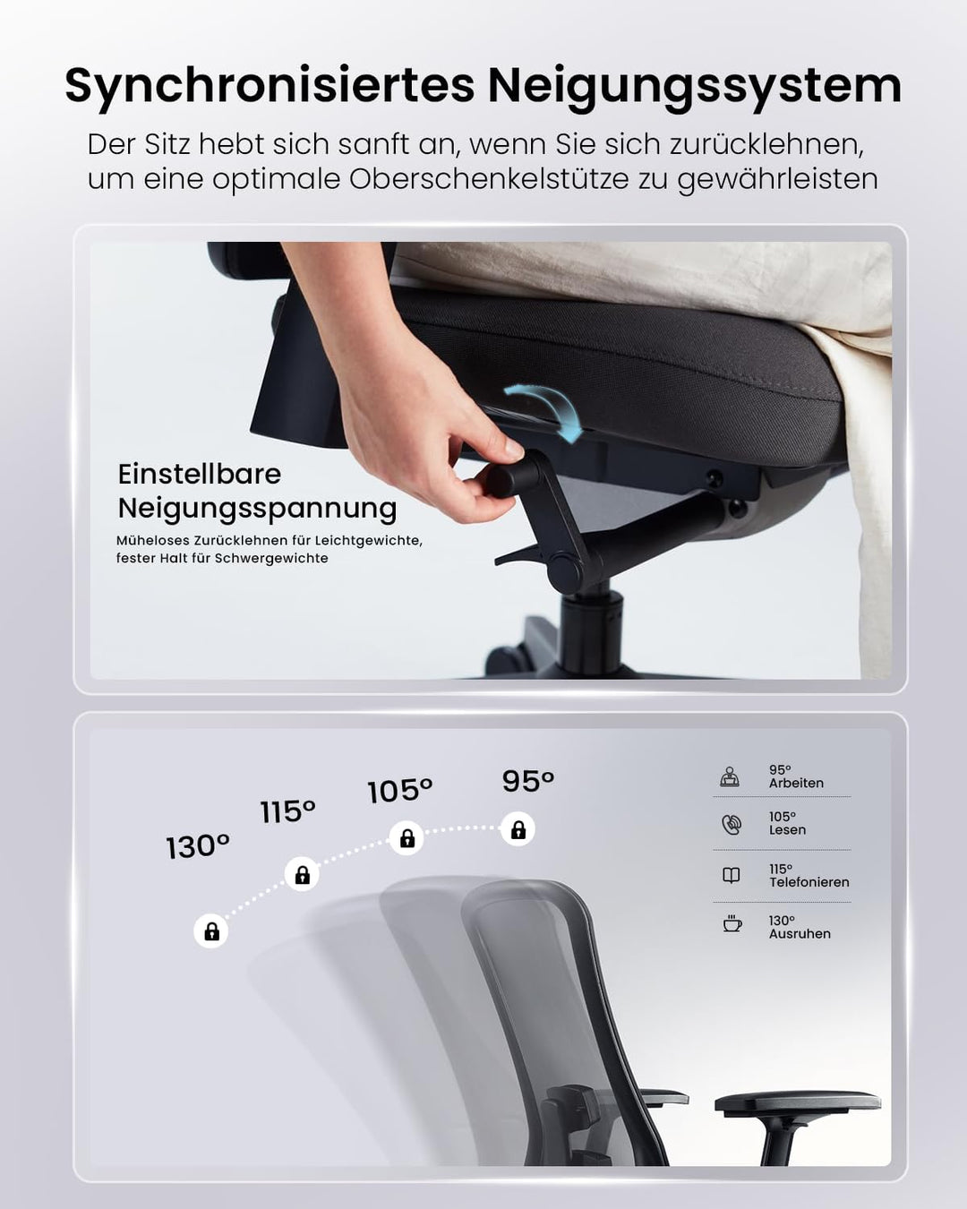 ProtoArc Ergonomischer Bürostuhl - Nylon Atmungsaktives Mesh Bürostuhl, Lendenwirbelstütze, Verstell
