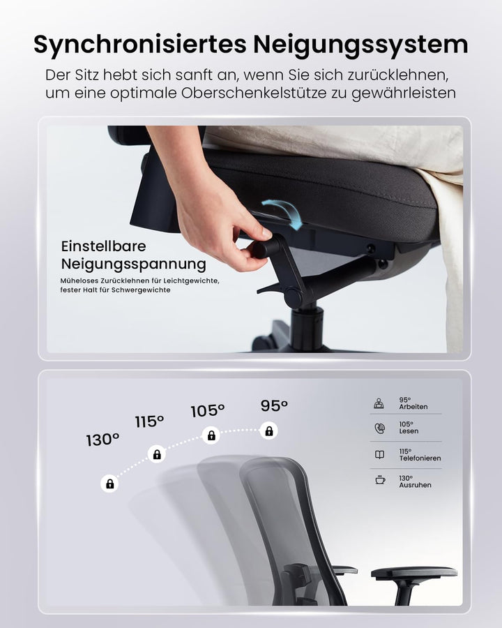 ProtoArc Ergonomischer Bürostuhl - Nylon Atmungsaktives Mesh Bürostuhl, Lendenwirbelstütze, Verstell