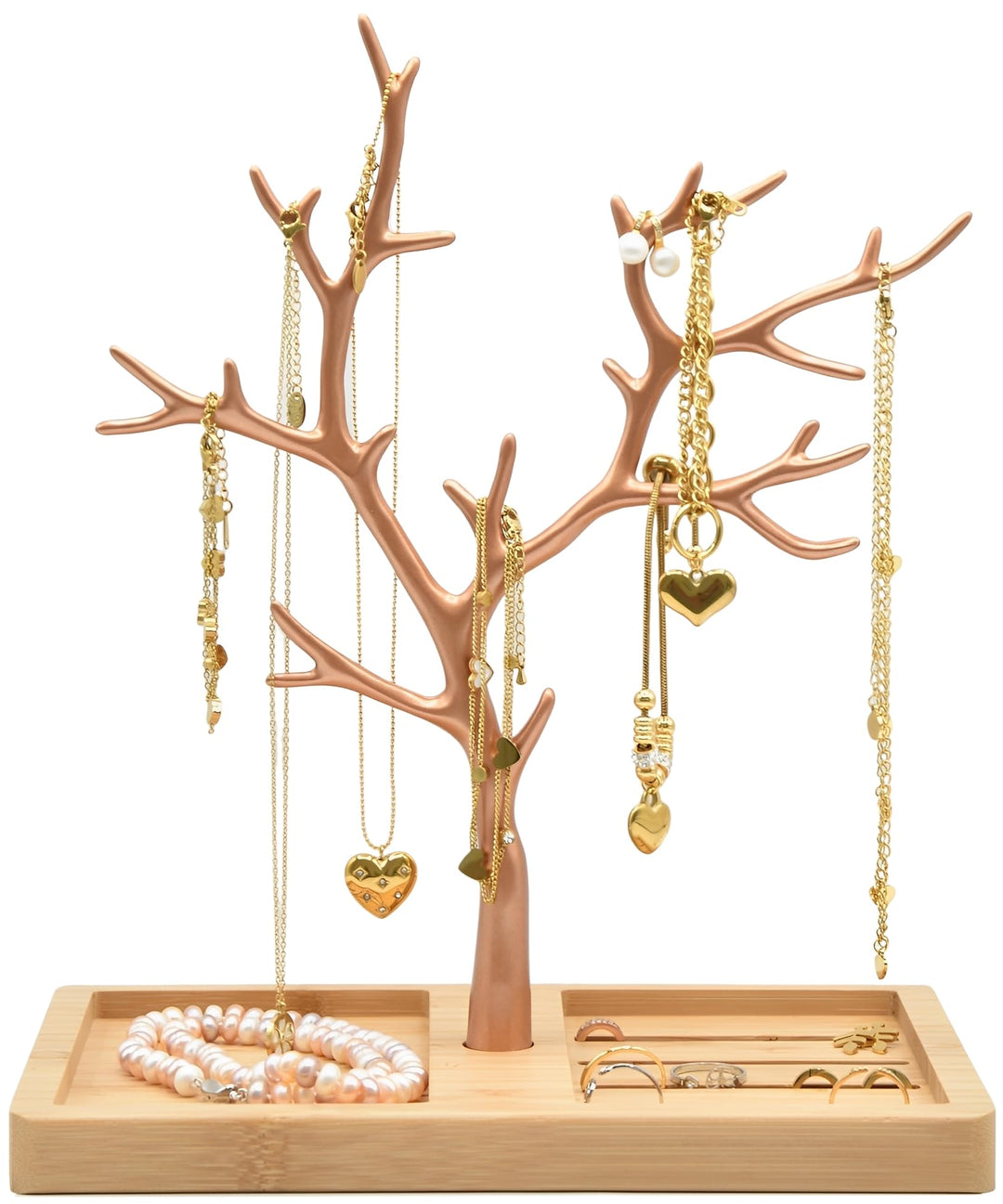 Schmuckbaum Weiss Gold, Schmuckhalter Weiss, Schmuckständer Schwarz, Schmuckaufbewahrung Rose Gold W