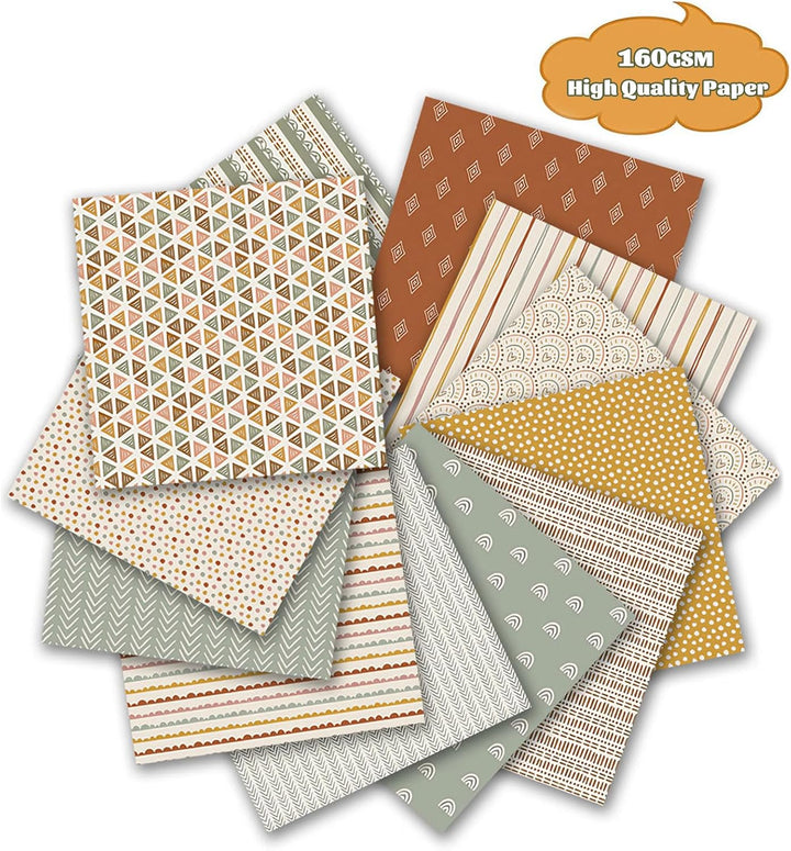 Scrapbook Papier 48 Blat Boho Motivpapier, 15,2 x 15,2 cm Einseitiges Muster Bastelpapier Vintage De