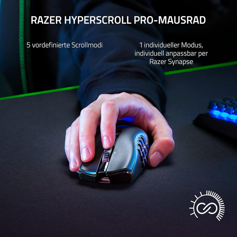 Razer Naga V2 Pro - Kabellose MMO-Gaming-Maus (HyperScroll Pro Rad, Anpassungsfähigkeit und Kontroll