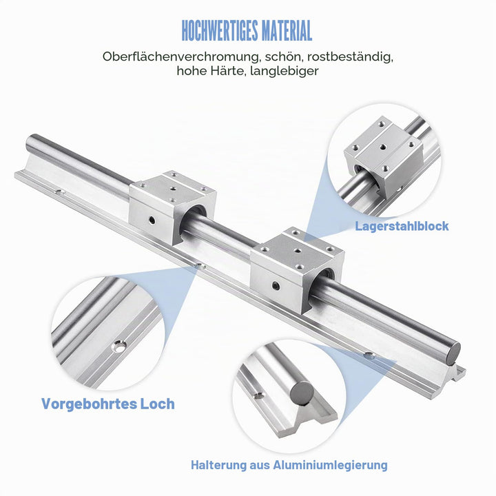 CNCMANS Linearführung Linearschiene 2Stück SBR12-500mm Edelstahl Führungsschiene mit 4Stück SBR12UU