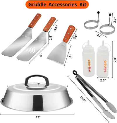 Onlyfire FPA-5117 Professionelles BBQ Grillspachtel Set Grillwender Ideal für Plancha Kochplatte, mi