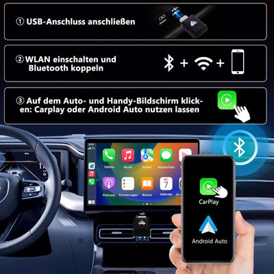 Lupxiu Android Auto & Carplay Kabelloser Adapter, Kompatibel mit iPhone und Android Mobiltelefonen,