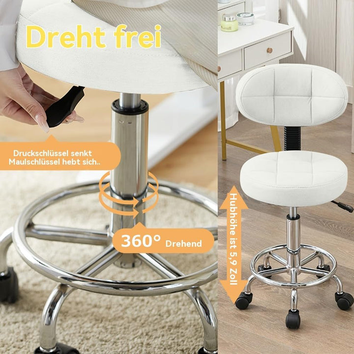 Moderner Bürodrehstuhl - Rollhocker mit Niedriger Rückenlehne und Höhenverstellung - Drehbare Arbeit