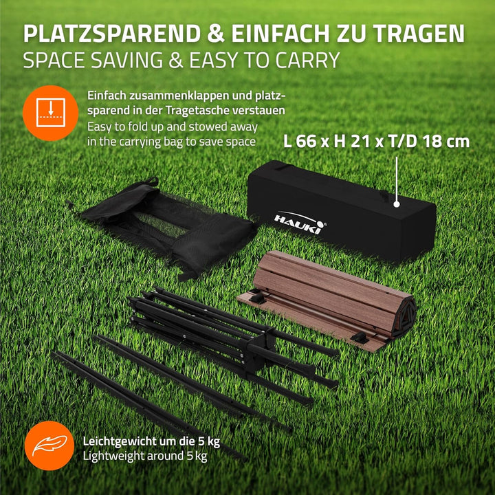 Hauki Campingtisch faltbar Braun, 118 x 55 x 64,5 cm, Aluminium Klapptisch, Aufrollbare Tischplatte,