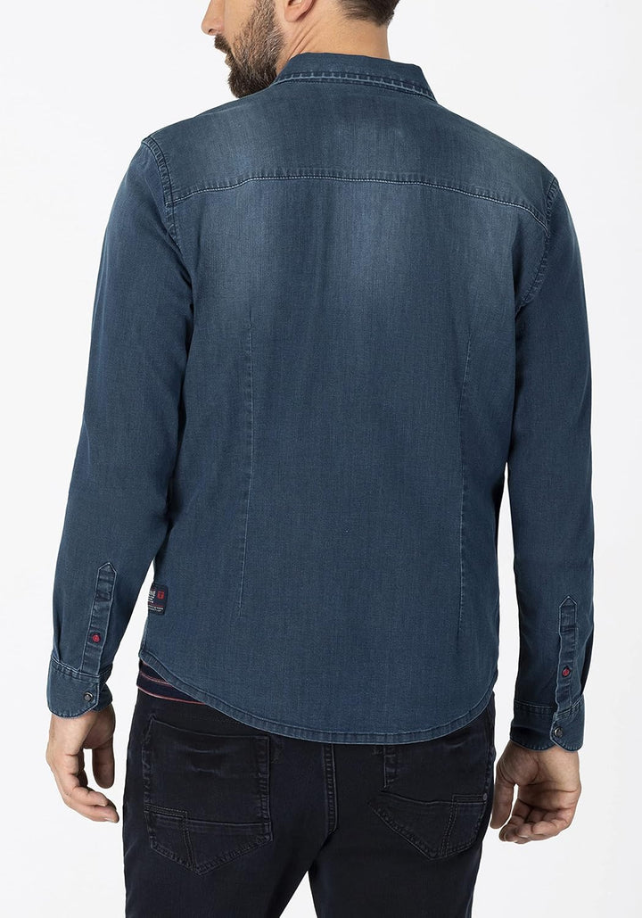 Timezone Herren Stretch Denim Shirt Hemd L Light Indigo Wash, L Light Indigo Wash