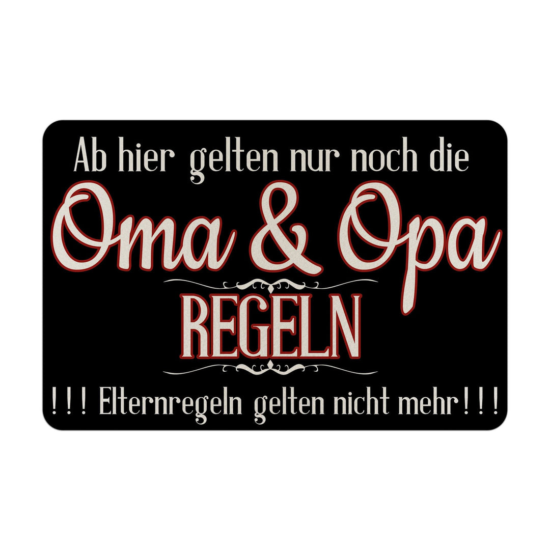 PR Print Royal Filz-Fussmatte mit Spruch - Oma &amp; Opa Regeln - Fussabtreter als Geschenkidee für die