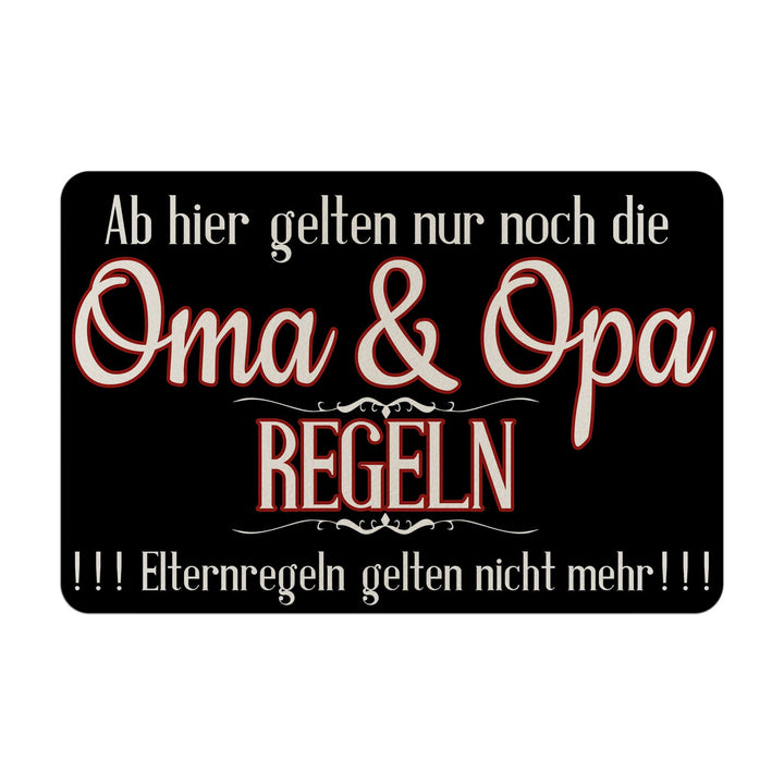 PR Print Royal Filz-Fussmatte mit Spruch - Oma &amp; Opa Regeln - Fussabtreter als Geschenkidee für die