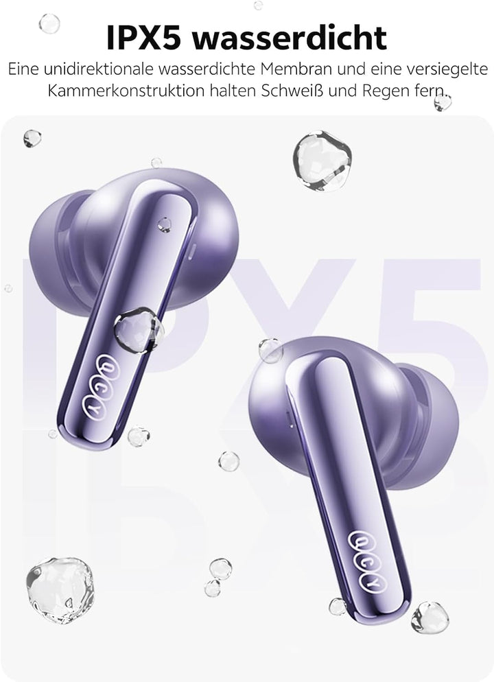 QCY MeloBuds N70 Bluetooth Kopfhörer mit Adaptive Hybride Geräuschunterdrückung,-56dB Noise Cancelli