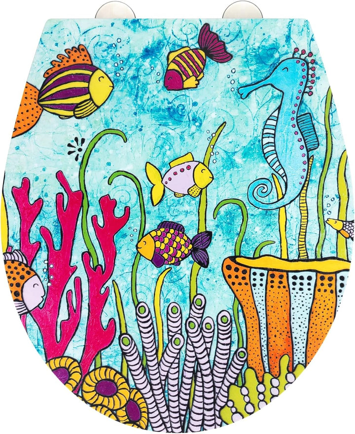 WENKO WC-Sitz Ocean Life, bunter Rollin'Art Toilettensitz mit Relief Oberfläche, hygienische Schnell