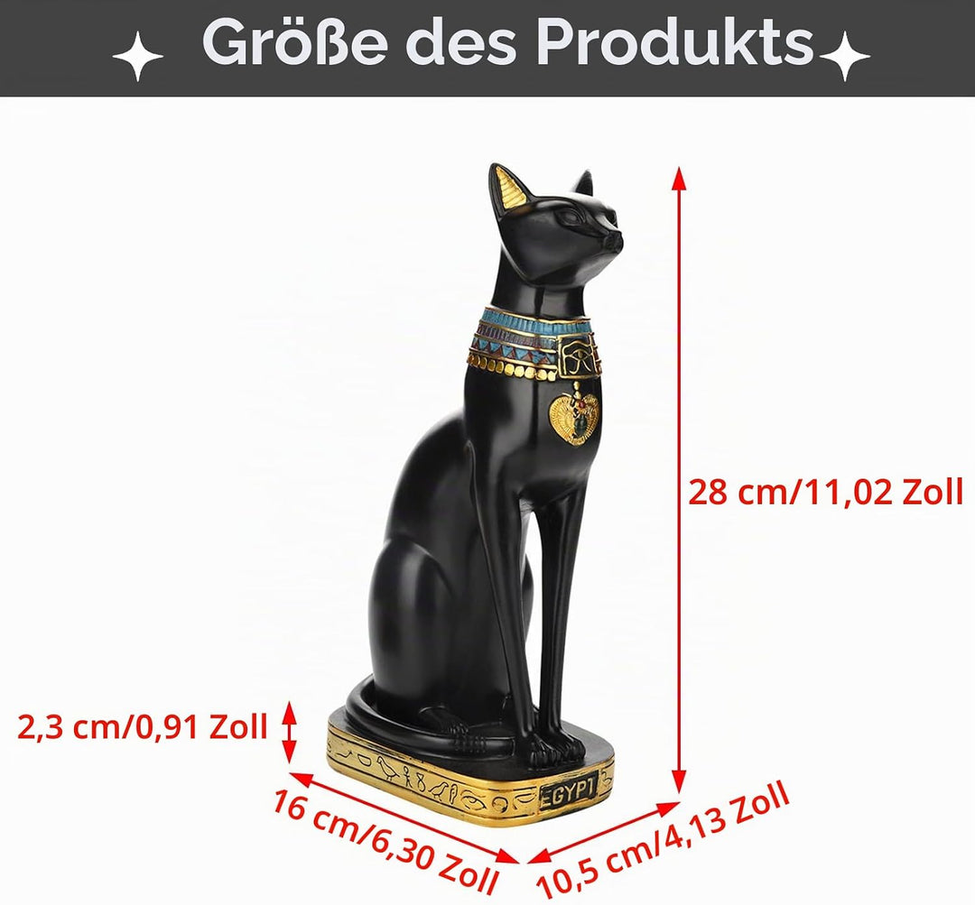 Cyrank Ägyptische Katzengöttin, Bastet Katze Sammlerstück Katzengöttin Statue mit Harz Ägyptische Ka