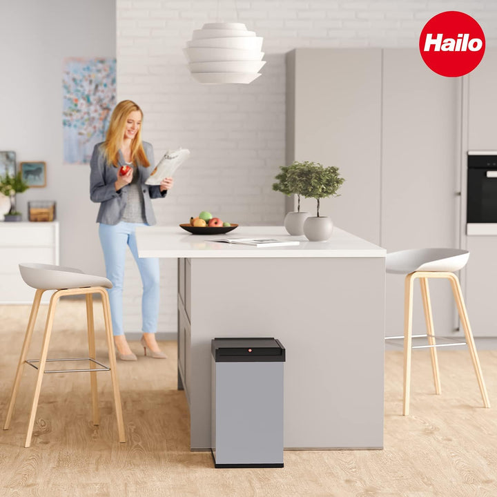 Hailo Big-Box Swing L Mülleimer - 1 x 35 Liter - selbstschliessender Schwingdeckel - Stahlblech - Mü
