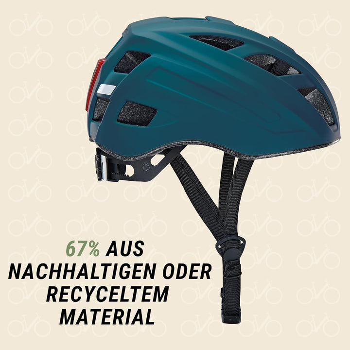 Prophete Fahrradhelm, für Damen und Herren, integriertes LED, EKO Glue On, Grösse: 52-59 cm, Farbe:
