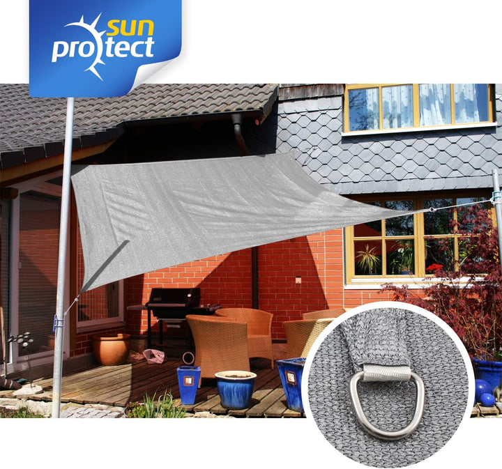sunprotect 83225 Professional Sonnensegel, 3 x 3 m, Quadrat, Wind- & wasserdurchlässig, grausilber 3