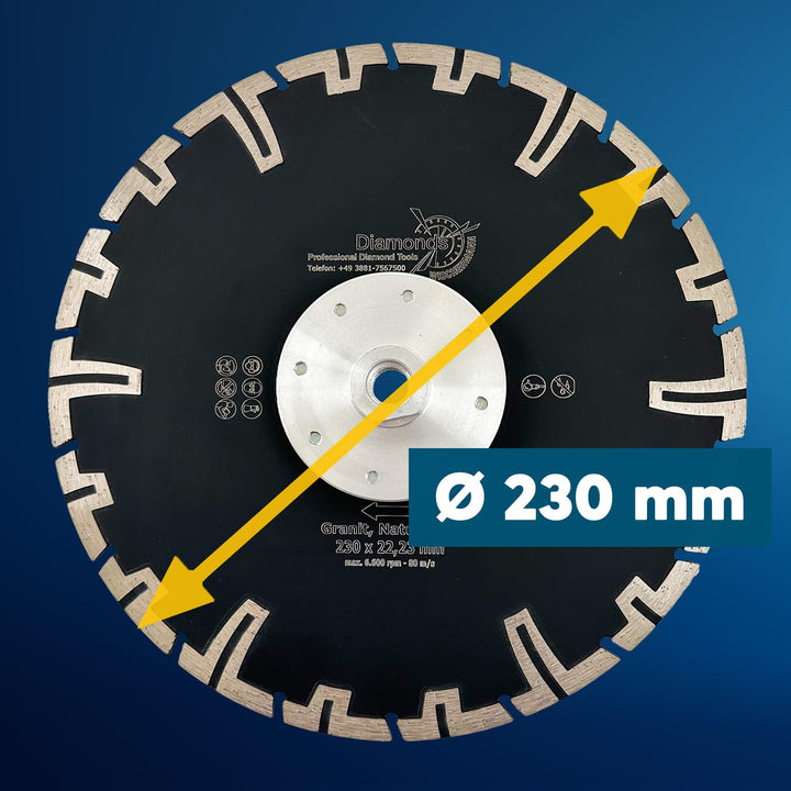 EDW Profi Spezial Speed T Granit Diamant-Trennscheibe 230 mm mit Winkelschleifer Flansch M14 Naturst