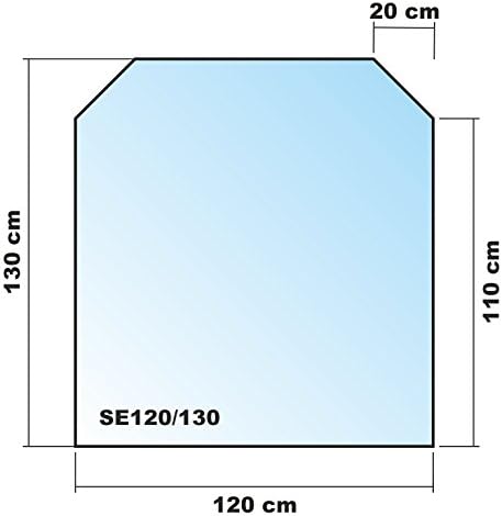 Sechseck 120x130cm Glas schwarz - Funkenschutzplatte Kaminbodenplatte Glasplatte f. Kaminofen (Schwa
