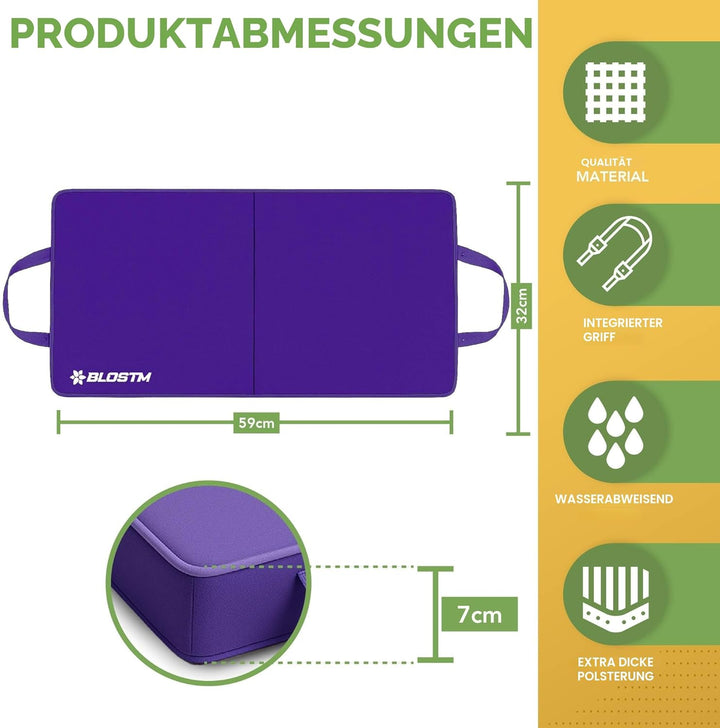 BLOSTM Extra dicke Garten-Knieunterlage – grosse, faltbare Garten-Knieunterlage mit Griffen – wasser