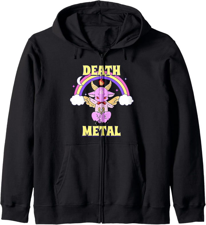 Death Metal Süsses Baphomet Mit Pentagramm Regenbogen Kapuzenjacke