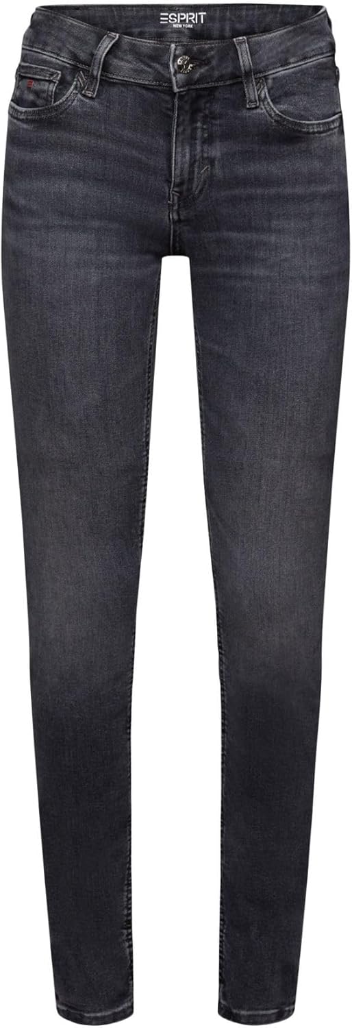 ESPRIT Skinny Jeans mit mittlerer Bundhöhe 25W / 32L Black Dark Washed, 25W / 32L Black Dark Washed
