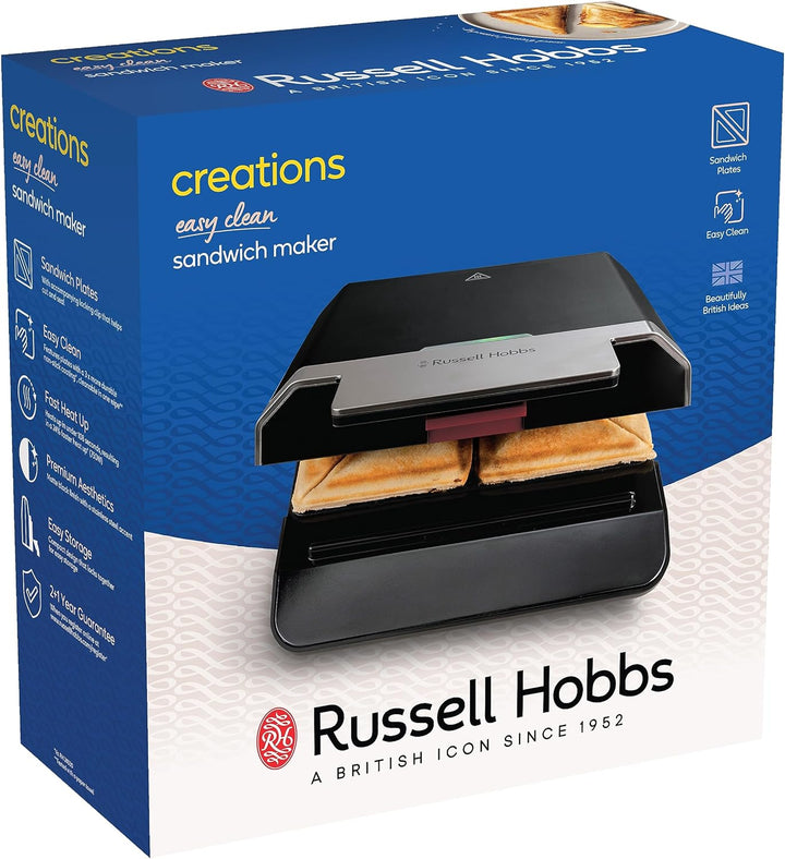 Russell Hobbs Sandwichmaker [langlebige antihaftbeschichtete Platten] Sandwichtoaster Easy Clean (sc