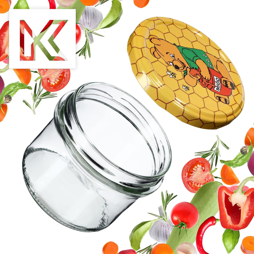 KADAX 20er Set Marmeladengläser 235ml TO82 Winnie puuh, Einmachgläser Vorratsgläser Mason Jar mit Sc