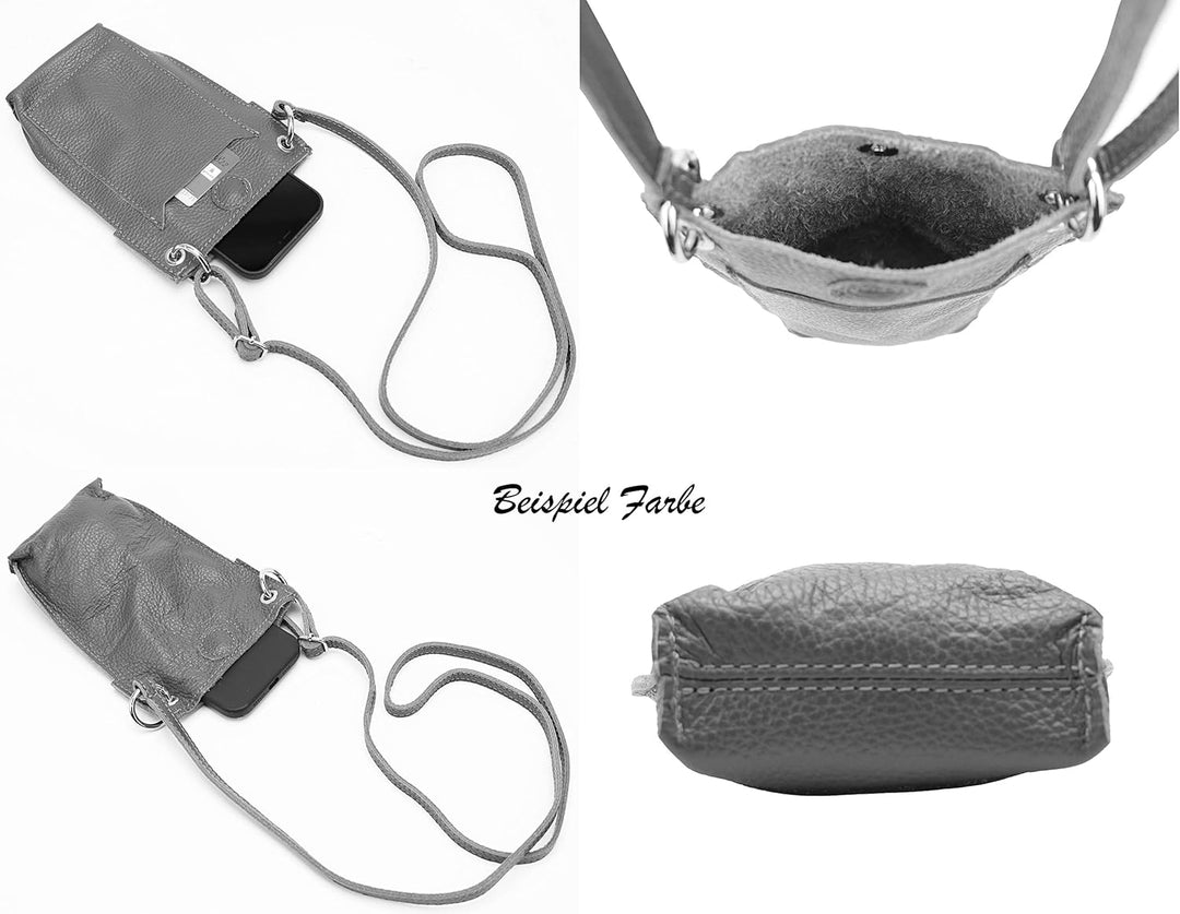SH Leder Damen Echtleder Umhängetasche Handytasche Geldbörse Multifunktion Beutel Mini Bote Abnehmba