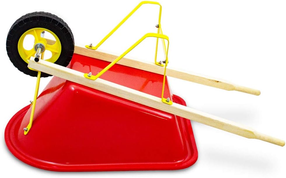 Kinderschubkarre Schiebkarre Schubkarre für Garten Sandkasten und Strand (Rot), Rot