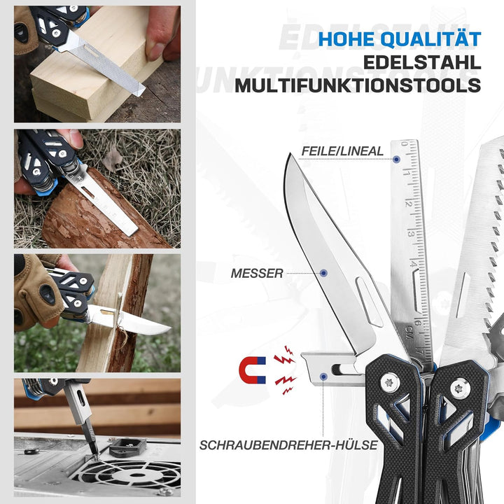 Mossy Oak Multifunktionszange 22-in-1 Multi-Tool Edelstahl Multifunktionale Zange Faltbar Multitool