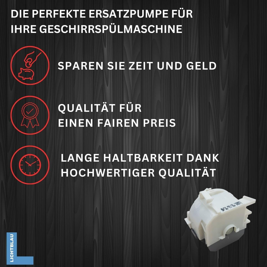 Lichtblau Ablaufpumpe 00631200 für Spülmaschine, Geschirrspülmaschine I Ersatzteil kompatibel mit Bo