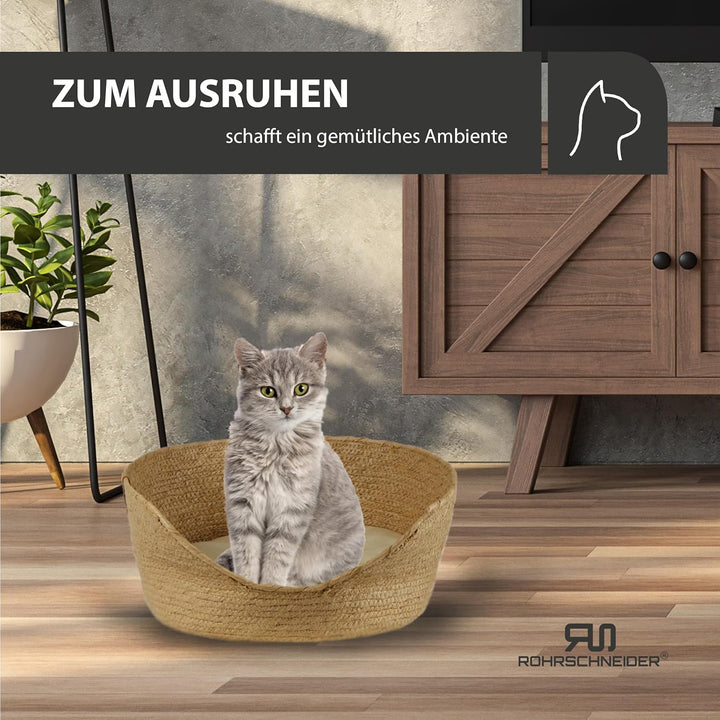 Rohrschneider umweltfreundlicher Tierkorb | Hundebett & Katzenbett aus geflochtenem Papier mit weich