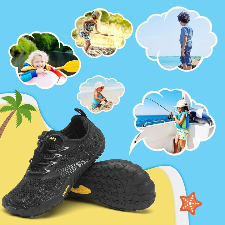 SAGUARO Kinder Barfussschuhe Schnell Trocknend Badeschuhe,24-36 EU 24 EU Schwarz, 24 EU Schwarz