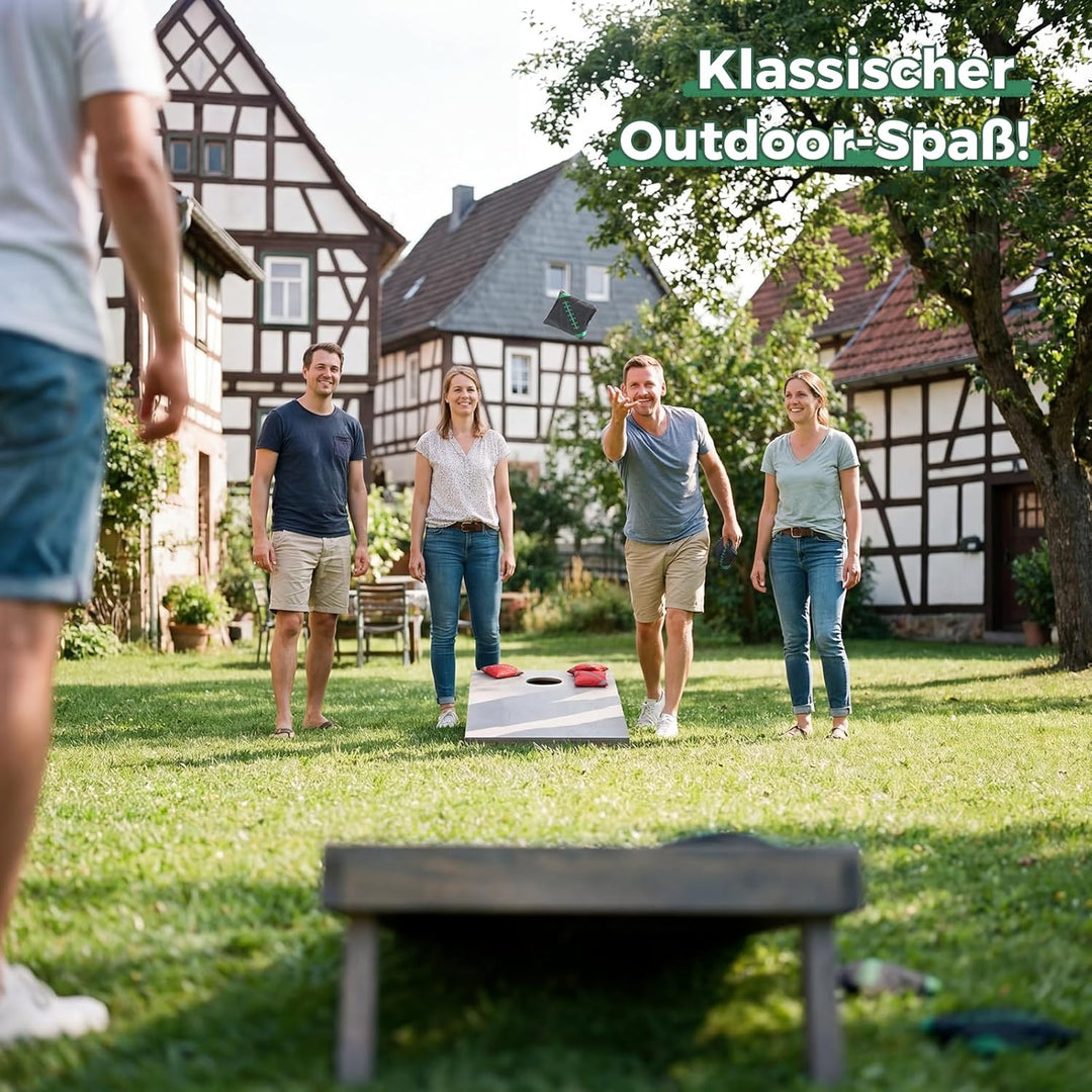Cornhole Set Outdoor, 90x60cm Echtholz Wurfspiel – Bean Bag Game mit 10 Säckchen & Tasche – Professi