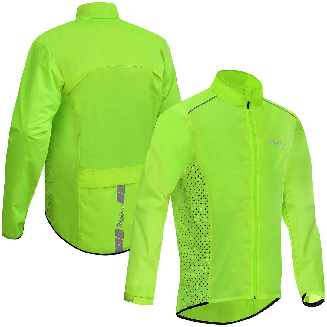 Brisk Bike Fahrrad-Regenjacke für Herren, hohe Sichtbarkeit, Vollärmel-Shell-Fahrradjacke L Grün, L