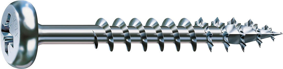 SPAX Universalschraube, 5,0 x 90 mm, 200 Stück, Kreuzschlitz Z2, Halbrundkopf, Vollgewinde, 4CUT, WI